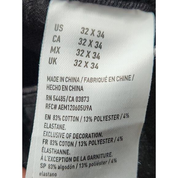 American Eagle Jeans Men's Tag 32x34 Act 32x31 Black Slim Extreme Flex 4 Preppy - Picture 5 of 6